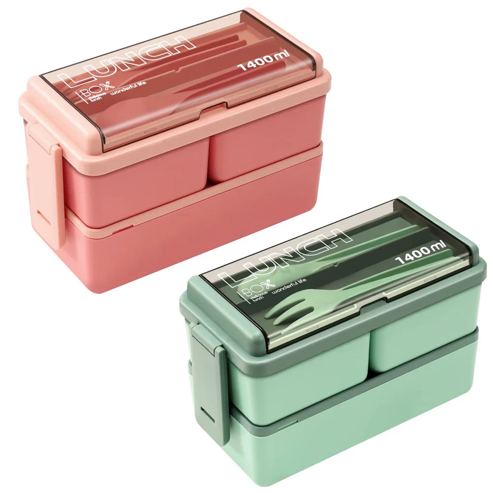 1400ml Double Layer Bento Box | Microwave Safe Food Storage – Lunch at Work, Kids' Meals