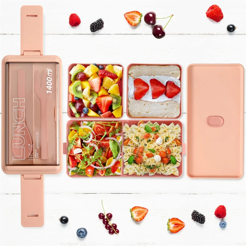 1400ml Double Layer Bento Box | Microwave Safe Food Storage – Lunch at Work, Kids' Meals