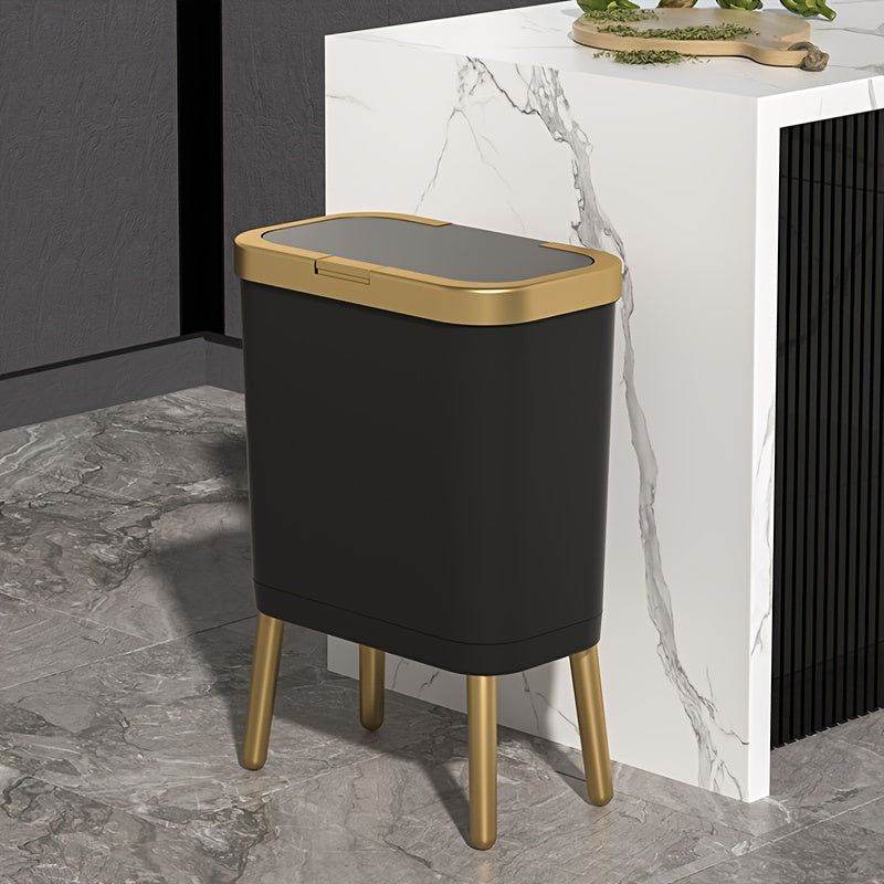 15L Odour-Sealing Trash Can with Elevated Legs – Stylish Waste Bin for Kitchen, Living Room