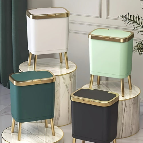 15L Odour-Sealing Trash Can with Elevated Legs – Stylish Waste Bin for Kitchen, Living Room