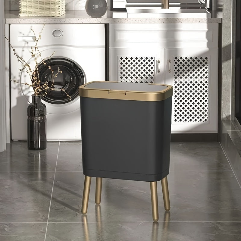 15L Odour-Sealing Trash Can with Elevated Legs – Stylish Waste Bin for Kitchen, Living Room