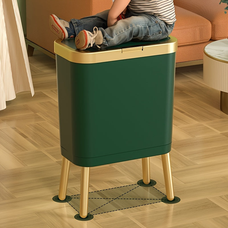 15L Odour-Sealing Trash Can with Elevated Legs – Stylish Waste Bin for Kitchen, Living Room