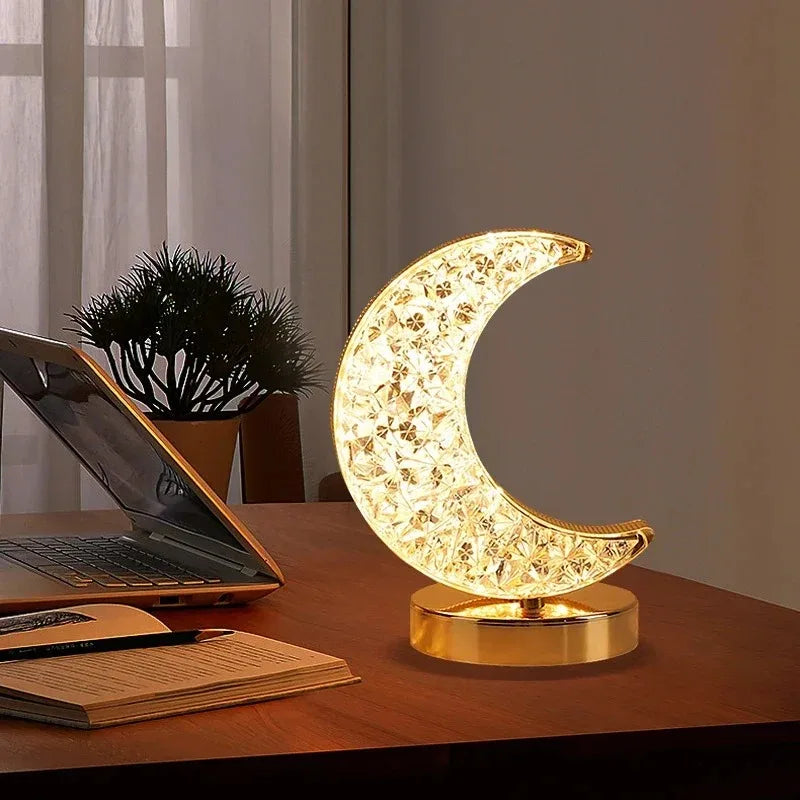 3D Crystal LED Night Light | Rechargeable Touch Dimming Lamp – Home Decor, Gift