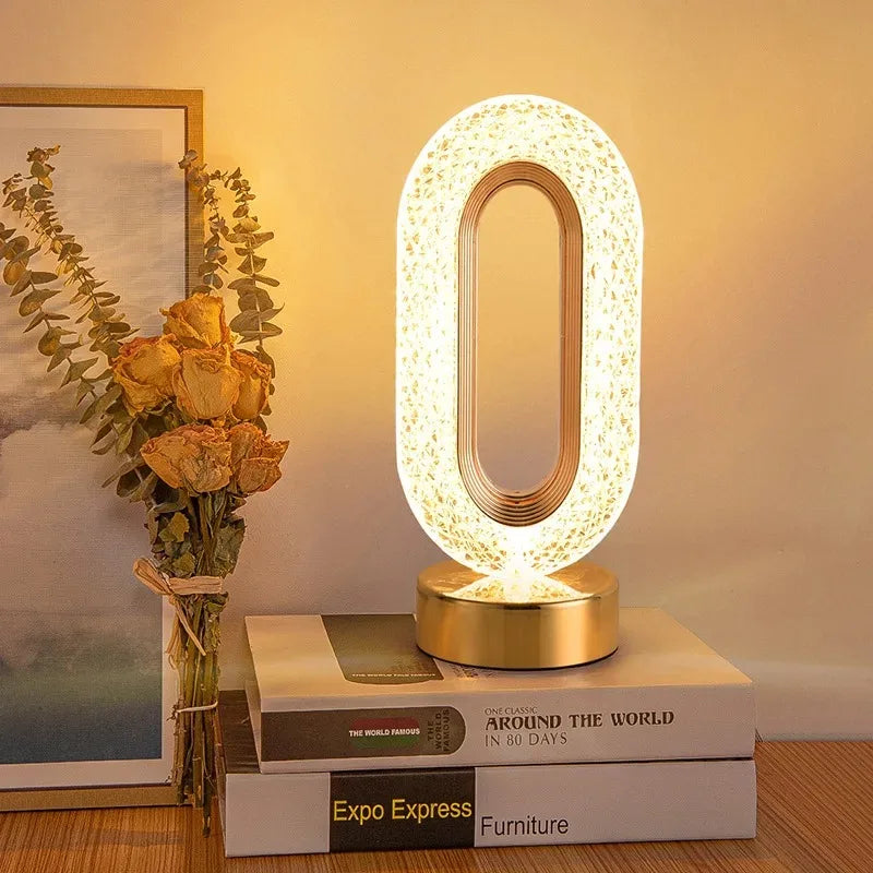 3D Crystal LED Night Light | Rechargeable Touch Dimming Lamp – Home Decor, Gift