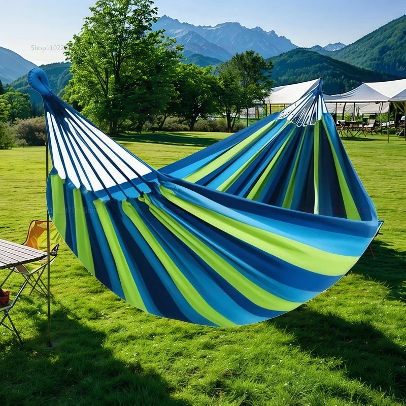 Canvas Hammock | Striped Double Swing Bed – Indoor Relaxation, Outdoor Camping