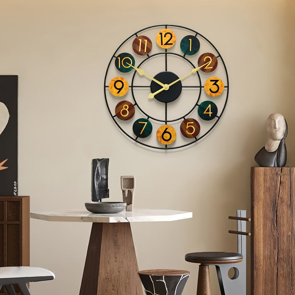 Colourful Metal Wall Clock | Retro Iron Design – Home Decor, Gift