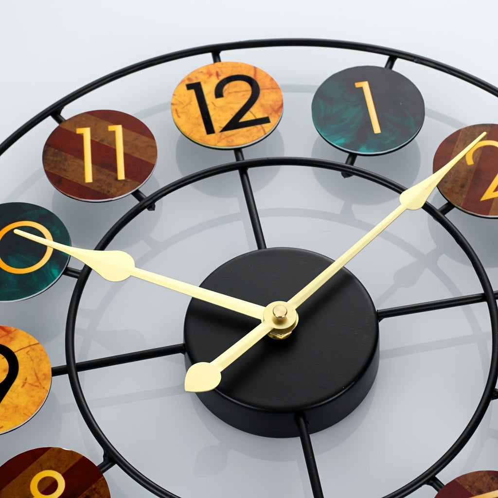 Colourful Metal Wall Clock | Retro Iron Design – Home Decor, Gift