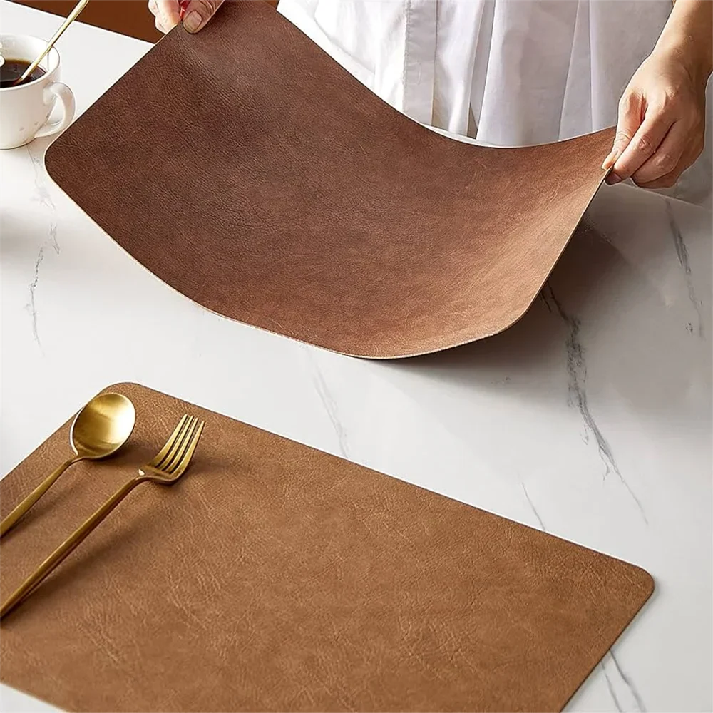 Double-Sided Faux Leather Placemats | Heat Resistant & Waterproof – Dining, Home