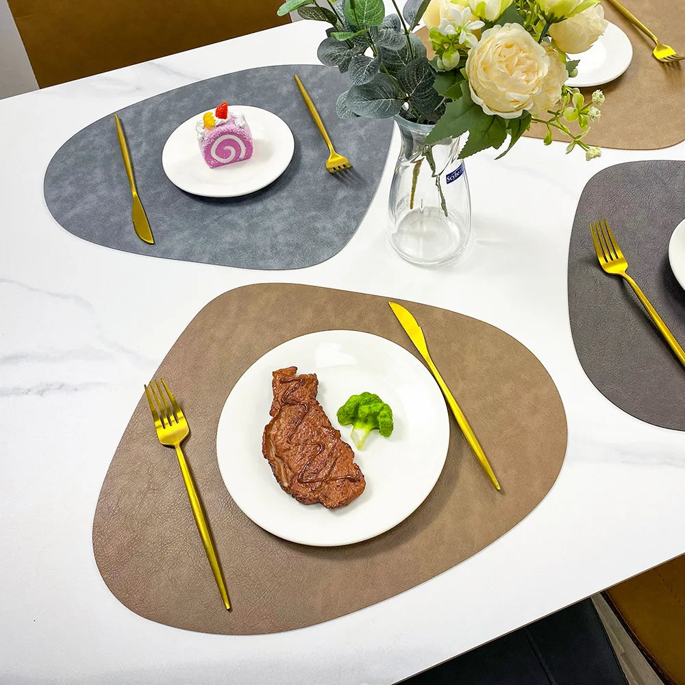 Double-Sided Faux Leather Placemats | Non-Slip & Heat Resistant – Dining, Home Decor