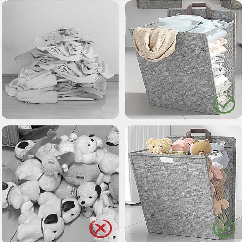 Foldable Adhesive Laundry Basket | Wall-Mounted Organizer – Space-Saving, Home