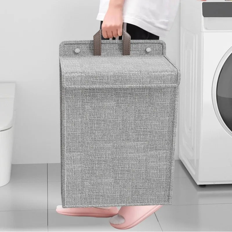 Foldable Adhesive Laundry Basket | Wall-Mounted Organizer – Space-Saving, Home