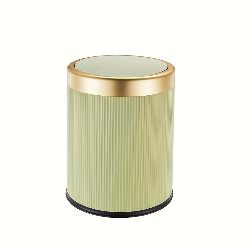 Luxury Oval Trash Can | Press-Top Waste Bin with Dual Inner Bucket – Kitchen, Home