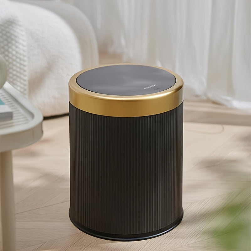 Luxury Oval Trash Can | Press-Top Waste Bin with Dual Inner Bucket – Kitchen, Home
