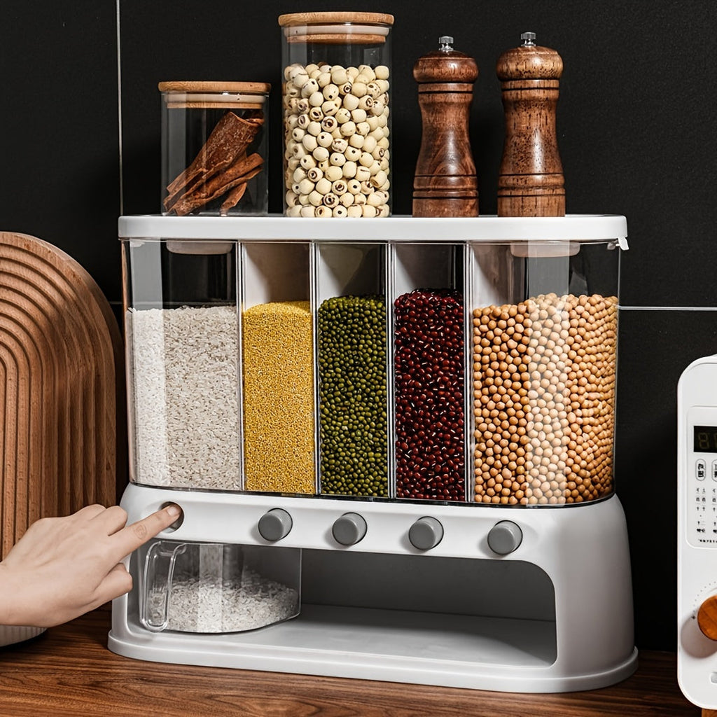 Multi-Compartment Kitchen Grain Storage Container | Airtight Organizer – Kitchen, Space-Saving