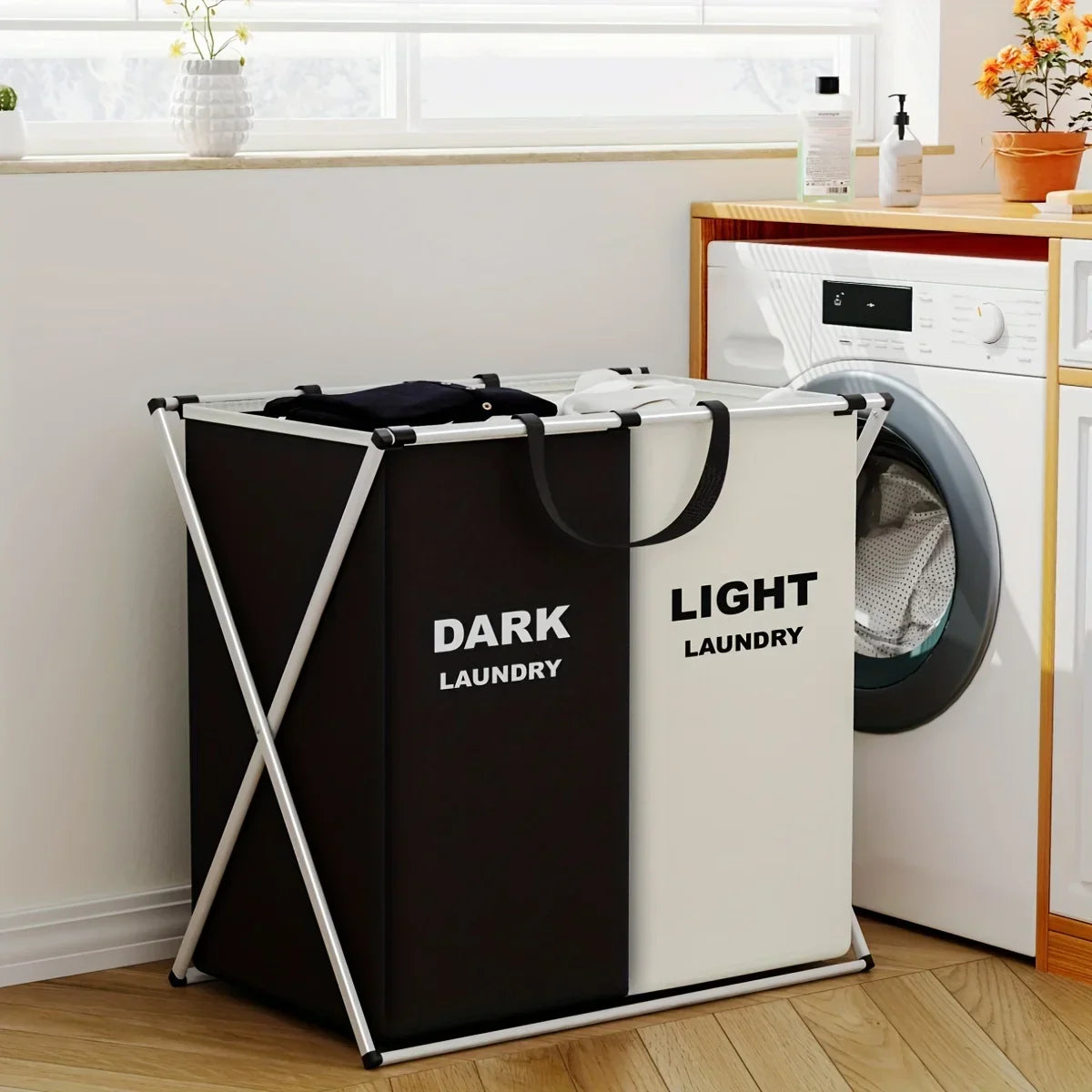Multi-Section Laundry Hamper | Foldable Clothes Basket – Space-Saving, Home Organization