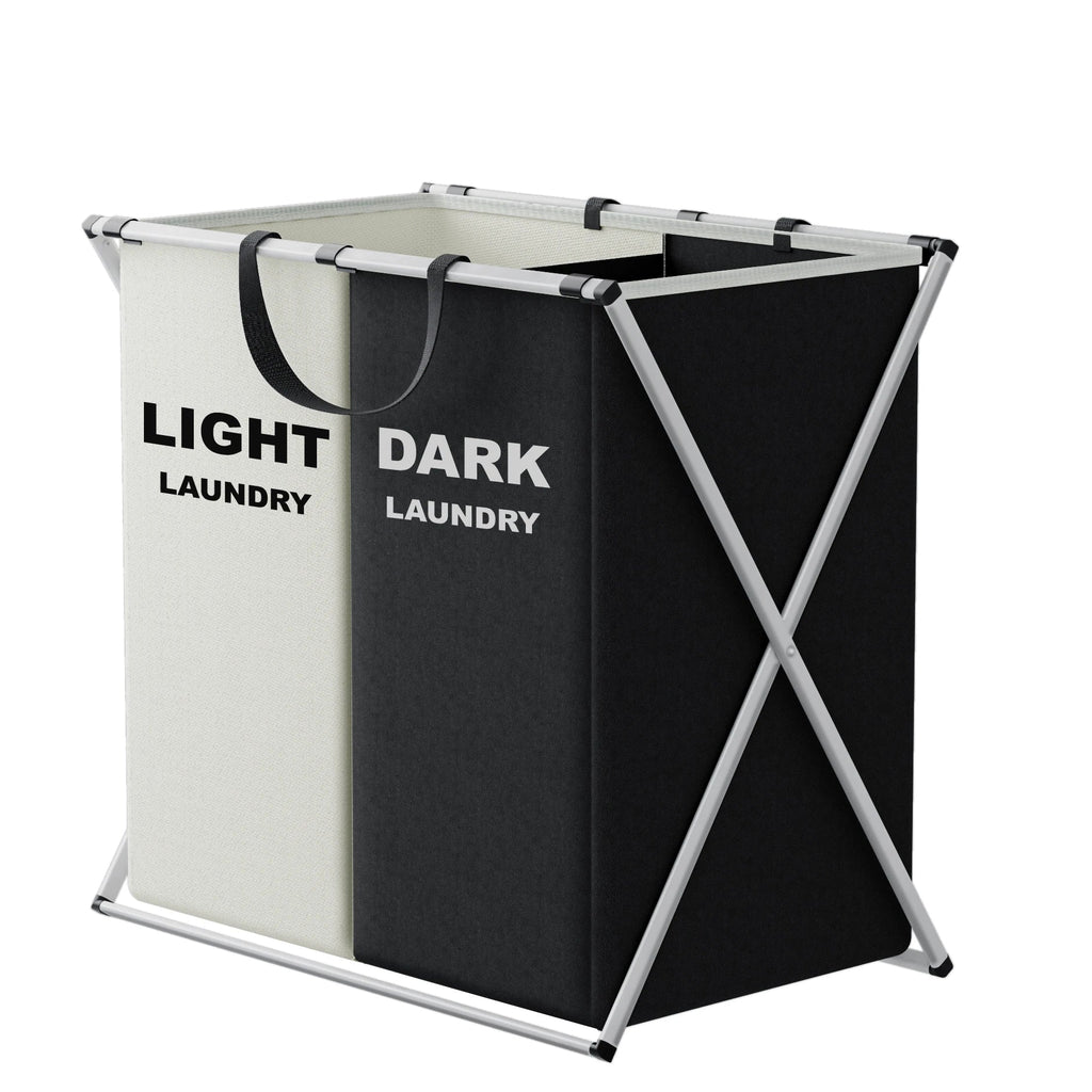 Multi-Section Laundry Hamper | Foldable Clothes Basket – Space-Saving, Home Organization