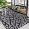 Reversible Outdoor Rug | Black & Grey Modern Patio Mat – Garden, Patio