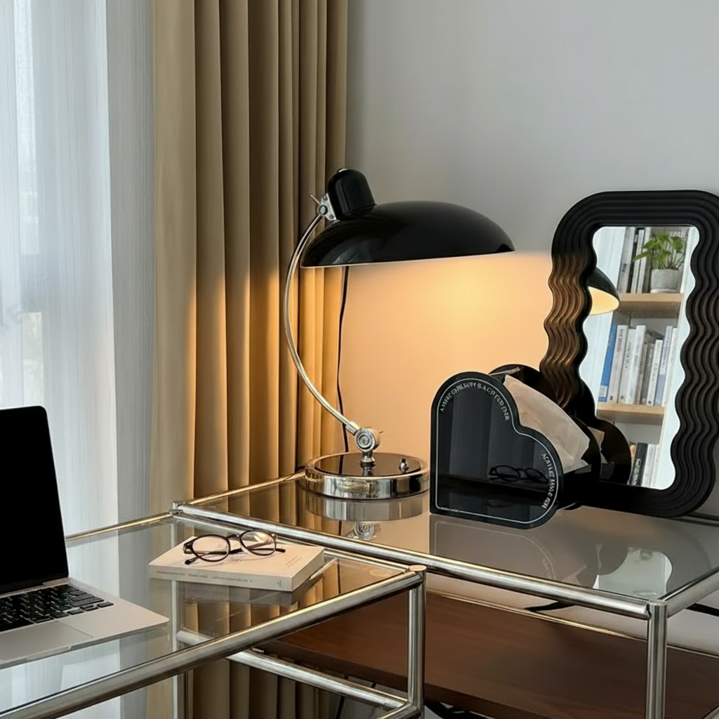 ScandiArc Table Lamp | Curved Metal Design – Home Decor, Modern Lighting