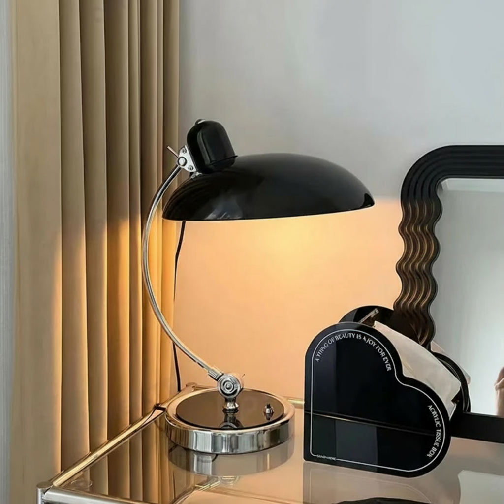 ScandiArc Table Lamp | Curved Metal Design – Home Office, Gift