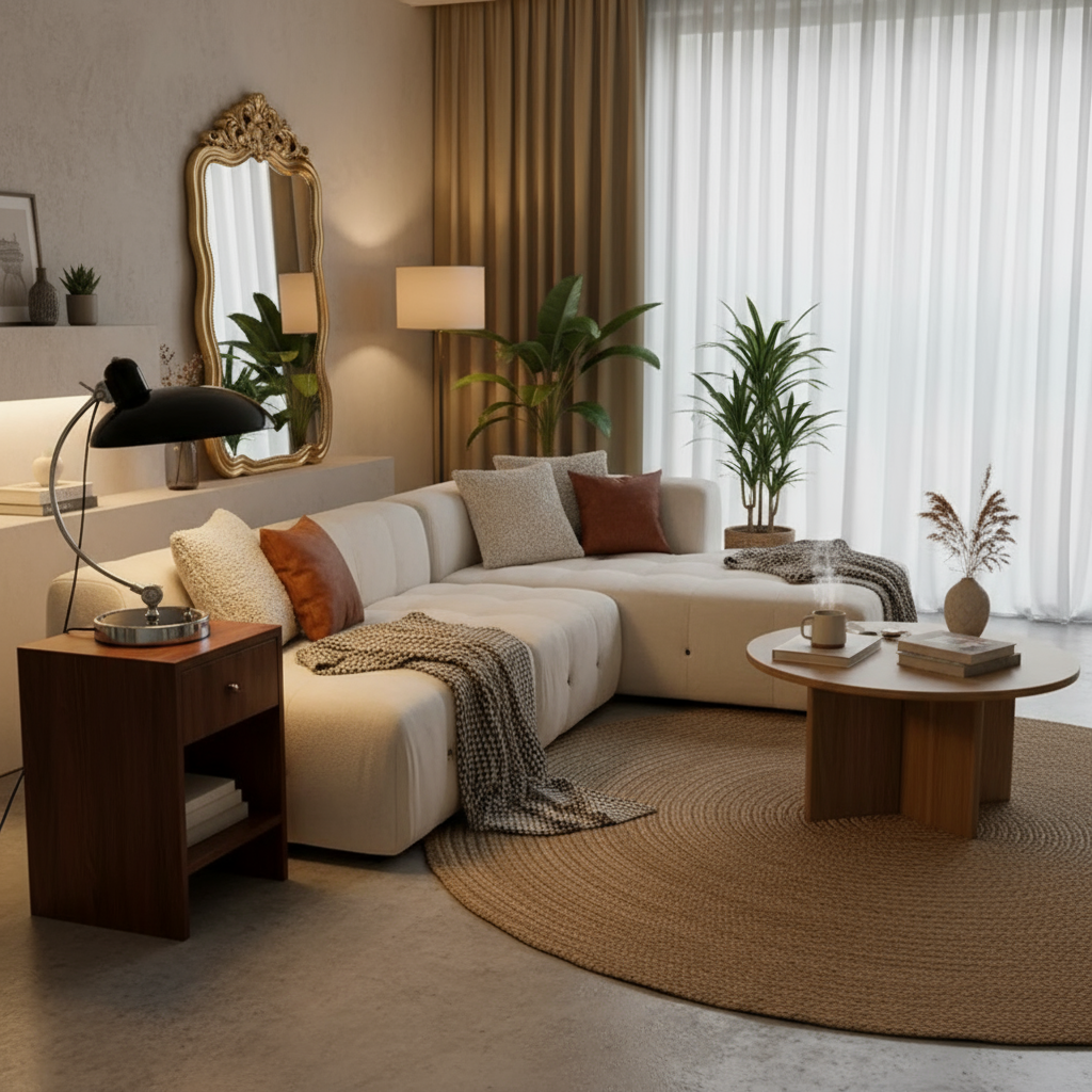 ScandiArc Table Lamp | Curved Metal Design – Home Office, Gift