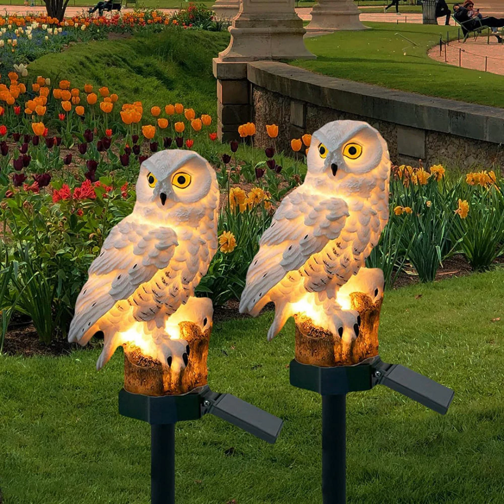 Solar Garden Light Owl Outdoor Pathway Stake Lamp – Outdoor Decor, Night Lighting