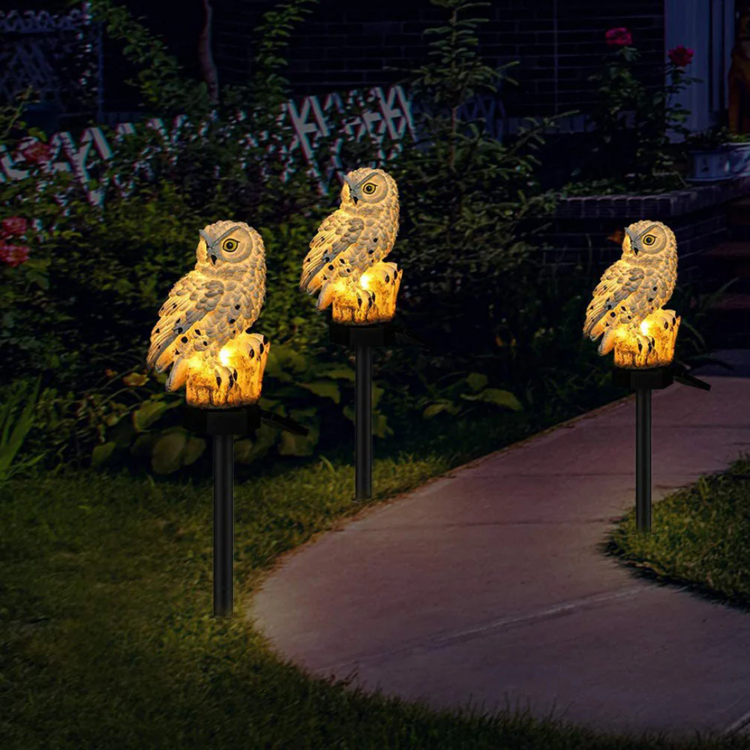 Solar Garden Light Owl Outdoor Pathway Stake Lamp – Outdoor Decor, Night Lighting