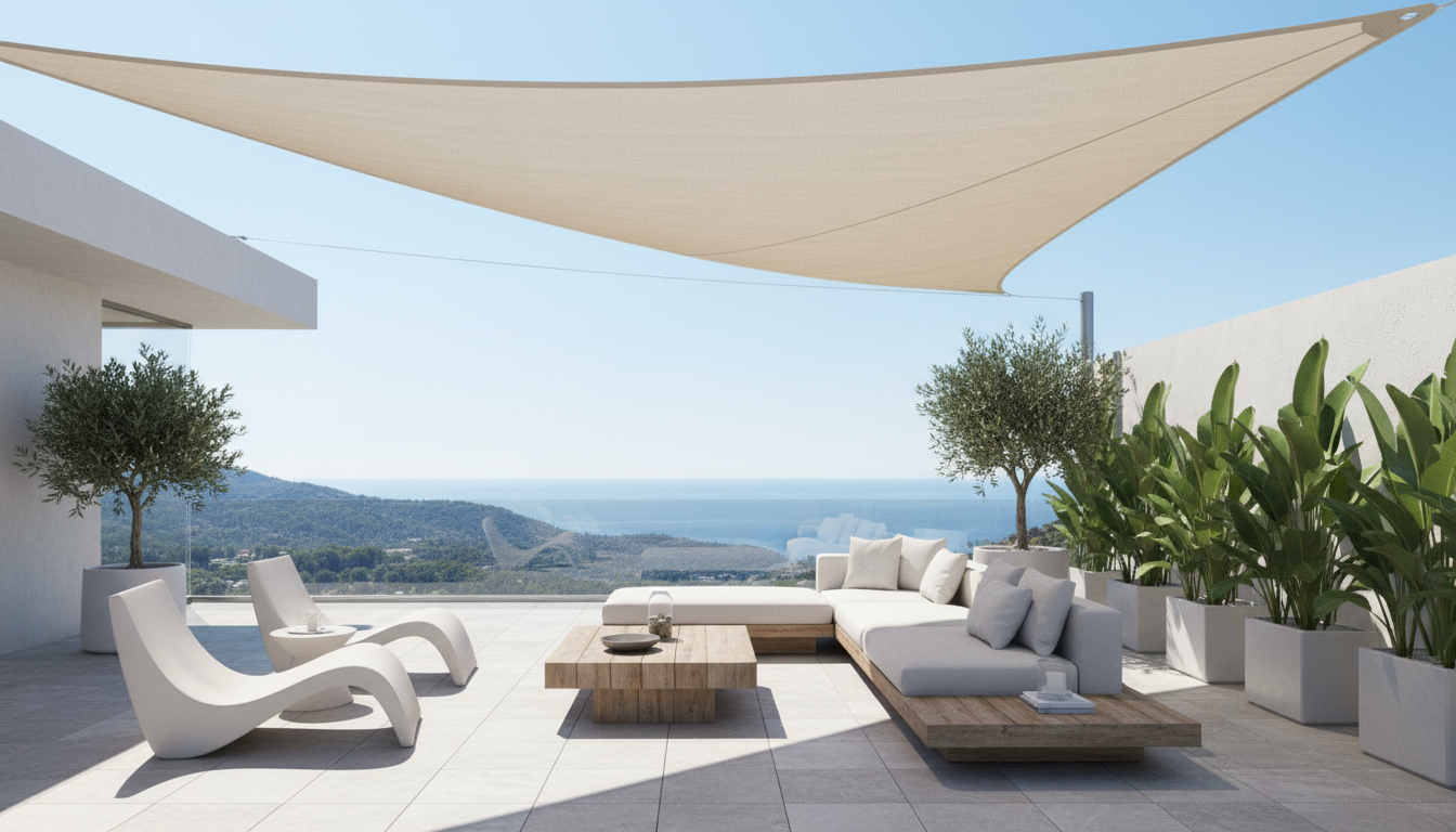 TriBlocker Shade Sail | Waterproof Triangle Design – Garden, Outdoor