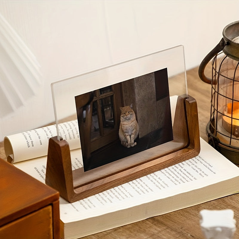 U-Shaped Acrylic & Wood Photo Frame | Modern Minimalist Design – Home Decor, Gift