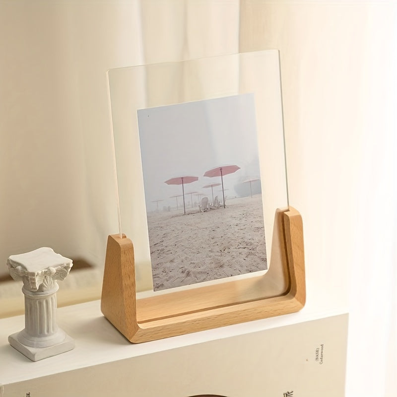 U-Shaped Acrylic & Wood Photo Frame | Modern Minimalist Display – Home Décor, Gift