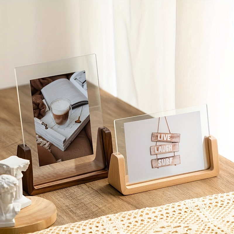 U-Shaped Acrylic & Wood Photo Frame | Modern Minimalist Display – Home Décor, Gift
