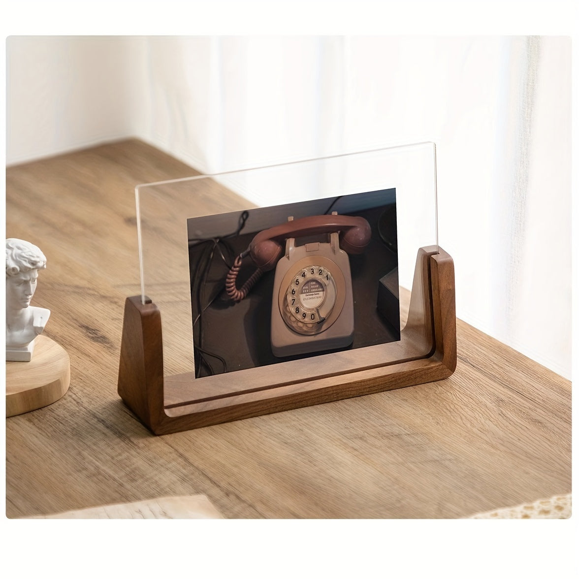 U-Shaped Acrylic & Wood Photo Frame | Modern Minimalist Display – Home Décor, Gift