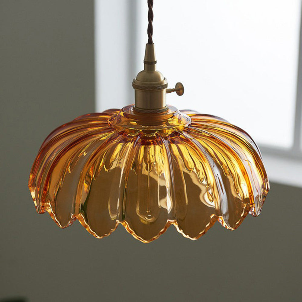 Vintage Flower Pendant Lamp | Coloured Glass – Home Decor, Ambient Lighting