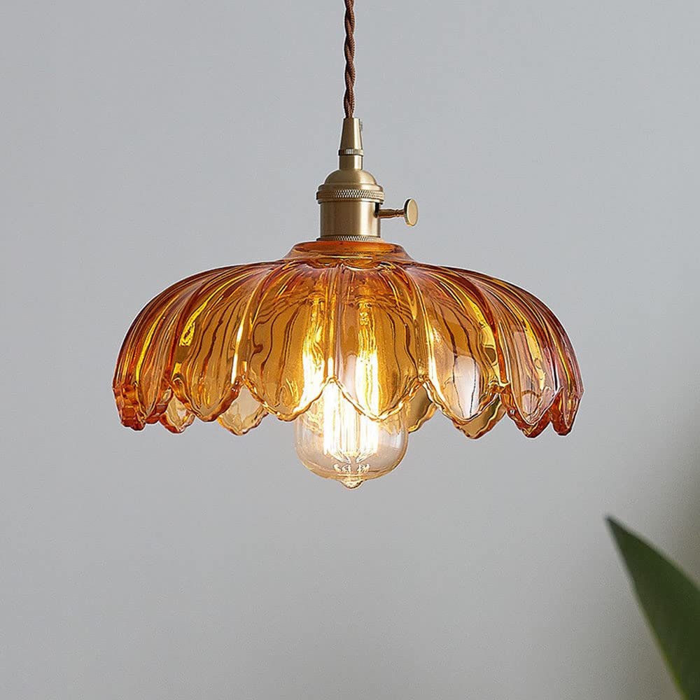 Vintage Flower Pendant Lamp | Coloured Glass – Home Decor, Ambient Lighting