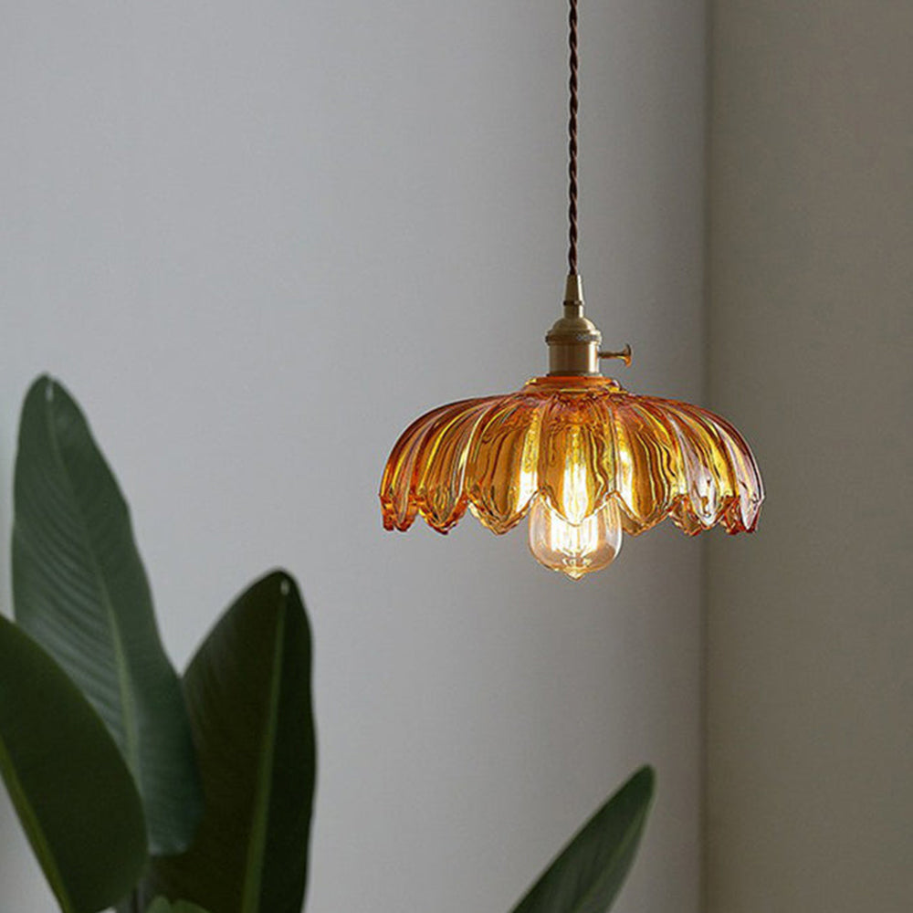 Vintage Flower Pendant Lamp | Coloured Glass – Home Decor, Ambient Lighting