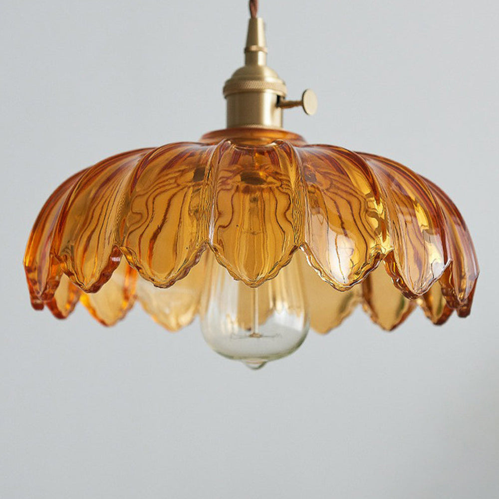 Vintage Flower Pendant Lamp | Coloured Glass – Home Decor, Ambient Lighting