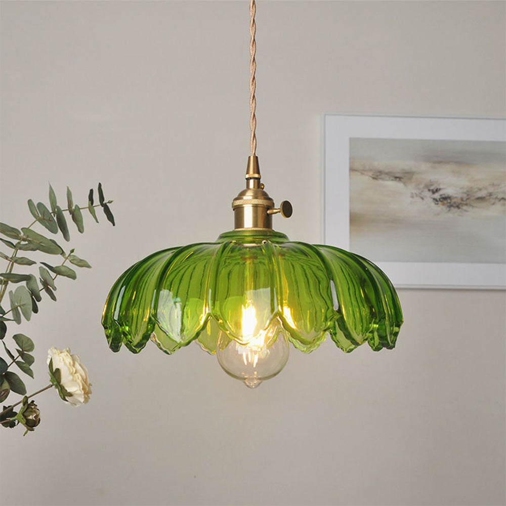 Vintage Flower Pendant Lamp | Coloured Glass – Home Decor, Ambient Lighting