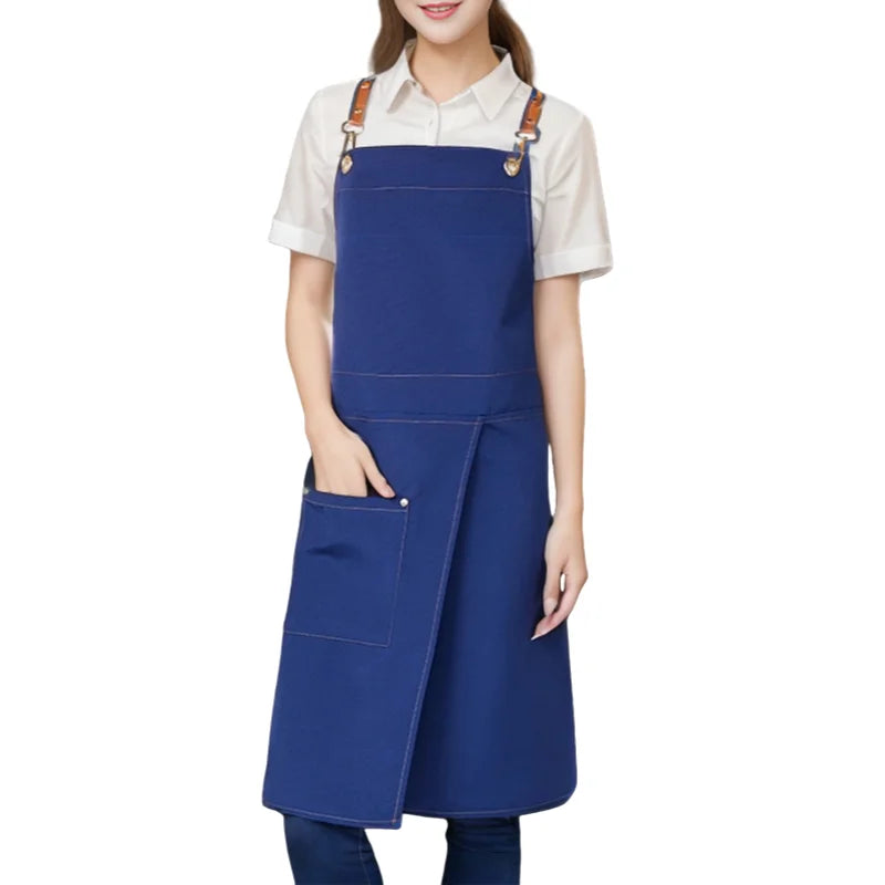 Waterproof Canvas Apron with Pockets | Split Skirt Design – Cooking, Crafting