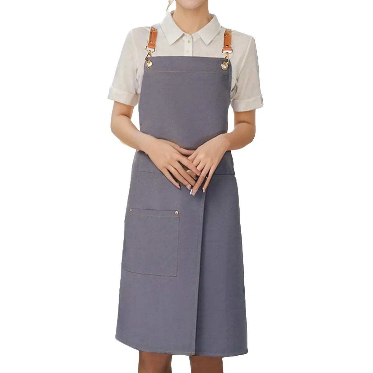 Waterproof Canvas Apron with Pockets | Split Skirt Design – Cooking, Crafting