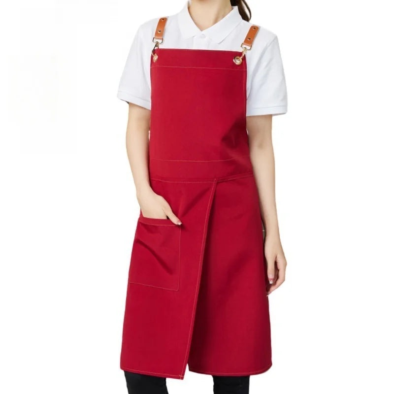 Waterproof Canvas Apron with Pockets | Split Skirt Design – Cooking, Crafting