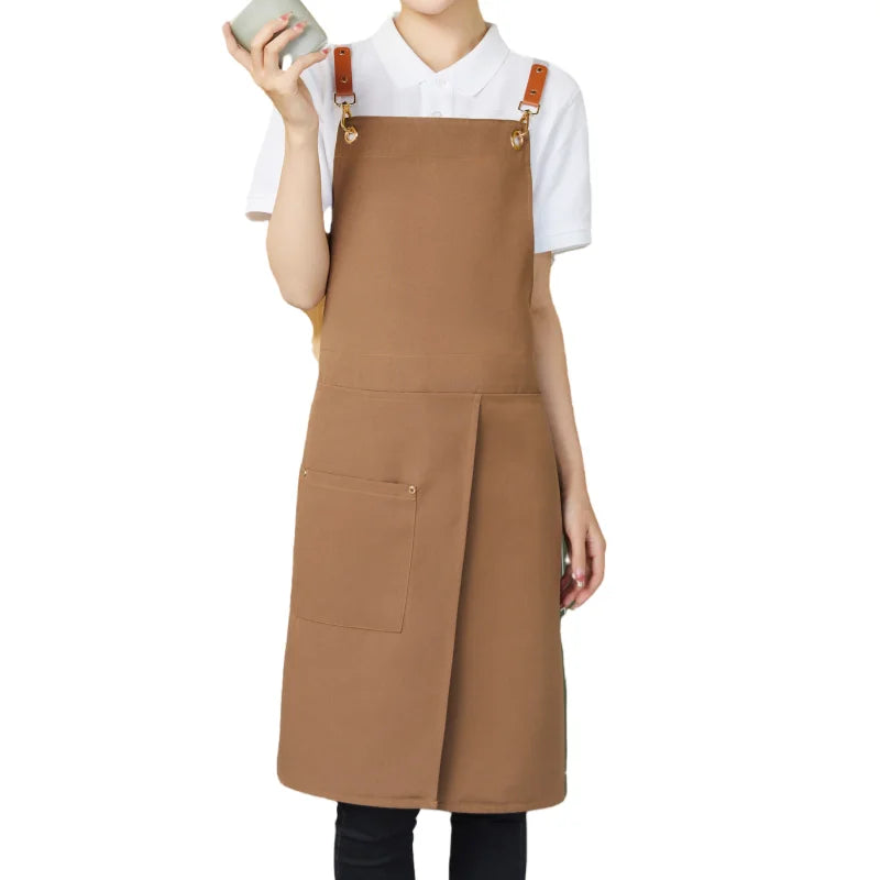 Waterproof Canvas Apron with Pockets | Split Skirt Design – Cooking, Crafting