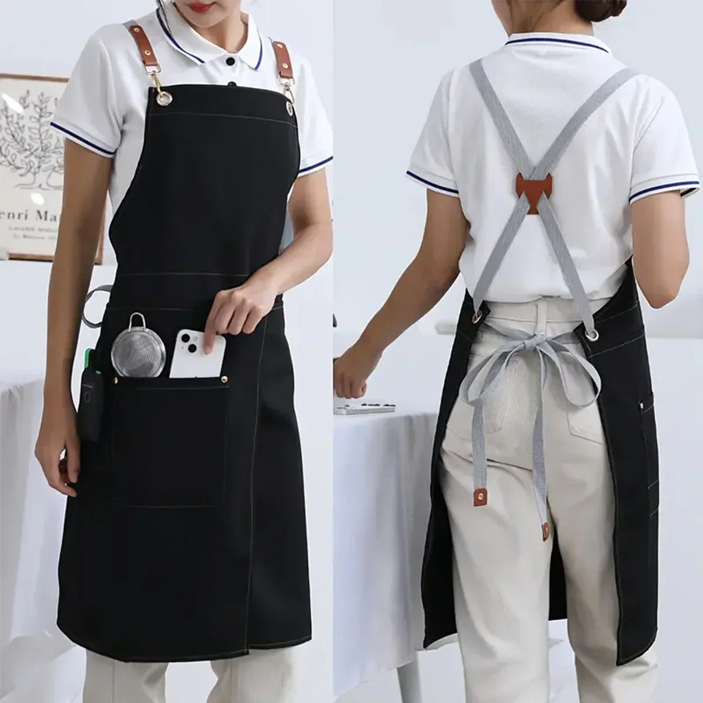 Waterproof Canvas Apron with Pockets | Split Skirt Design – Cooking, Crafting