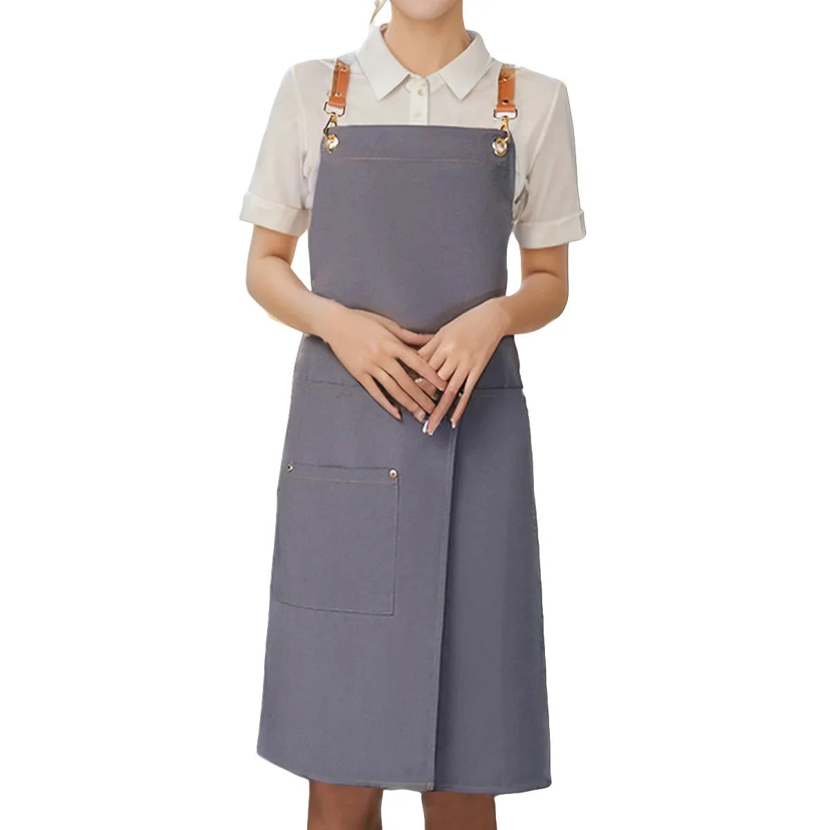 Waterproof Canvas Apron with Split Skirt Design and Pockets – Cooking, Crafting